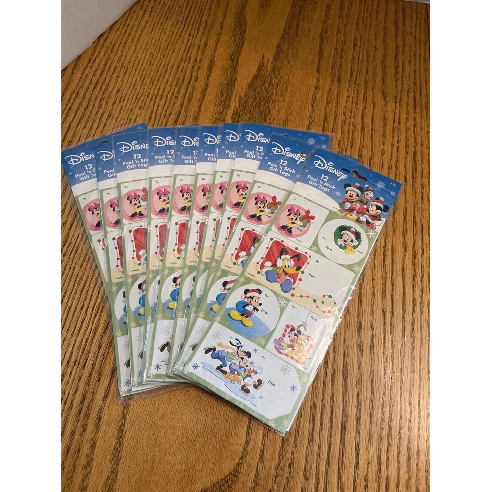 Disney Mickey Friends Christmas Peel n Stick Gift Tags 120 Total 10 Packs of 12